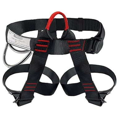 NewDoar Klettergurt, Bergsteiger-Klettergurt, Halbkörpergurt, Taillen-Hüftschutz, verstellbarer Sicherheitsgurt zum Abseilen, Feuerrettung, Baumklettern, Baumpfleger mit Testbericht(Schwarz)