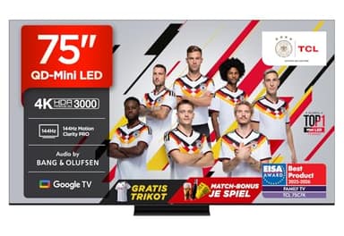TCL 75C7K 75 Zoll QD-Mini LED Fernseher, 4K HDR Premium 3000, Smart Google TV mit 144Hz Motion Clarity Pro (Dolby Vision IQ & Atmos, CrystGlow HVA Panel)