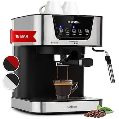 Klarstein 1,5 L Siebträgermaschine für 2 Tasse Kaffee, Mini Espressomaschine mit Milchschäumer, 15 Bar Siebträger Kaffeemaschine Klein, Gute Espresso Kaffeemaschine, Edelstahl-Espressomaschinen 1050 W