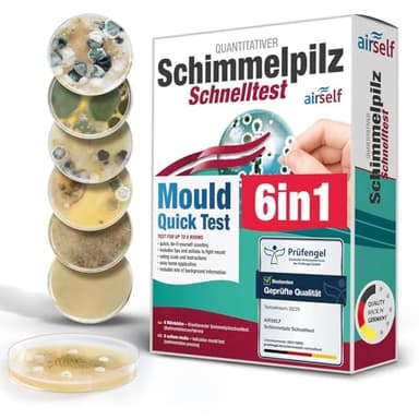 Schimmeltest für zuhause - Schimmelpilz Test für bis zu 6 Räume - Überprüfung der Raumluft bei Schimmel in der Wohnung - Schimmelpilz Schnelltest
