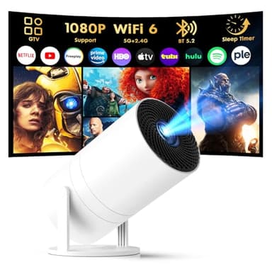 【Google TV & Ai-Sprachsteuerung】 Tecaki Mini Beamer, Tragbarer Projektor mit über 1.900 Zertifizierten Apps, Netflix/Prime Video/Disney+/Sky Sports, Native 1080P- und 4K-Unterstützung