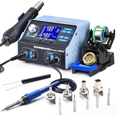 Lötstation, Preciva 992D+ Heißluftlötstation 750W Entlötstation Repairing-Station Heißluft Station Profi 2 in 1 Lötstation Lötkolben 200-480℃