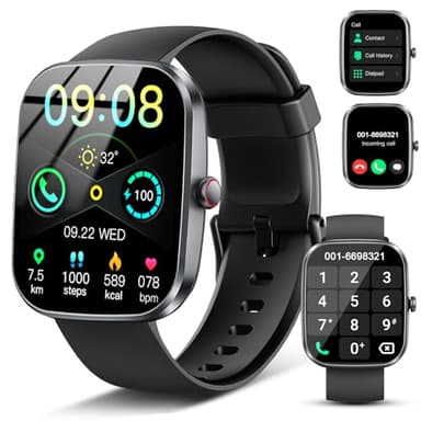 Smartwatch Damen Herren, 1.91'' Zoll HD Smart Watch mit Bluetooth Anrufe, Fitness Tracker Schrittzähler mit 110+ Sportmodi, Schlafmonitor SpO2 Herzfrequenz, IP68 Wasserdicht Fitnessuhr für Android iOS