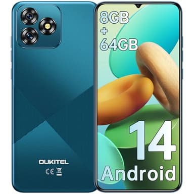 OUKITEL C53 Android 14 Smartphone Ohne Vertrag - 8GB+64GB/1TB erweiterbar Handy Ohne Vertrag, Octa Core 6,6" HD+ Smartphone, 13MP+5MP Kamera 4300mAh, 4G Dual SIM Simlockfreie Handys, Gesicht/GPS, Blau