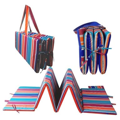 Rzeka Snu Strandmatte faltbar, wasserfest, dick mit Schaumstoff gefüllt, für steinige Strände nach Kroatien (bunte Streifen)