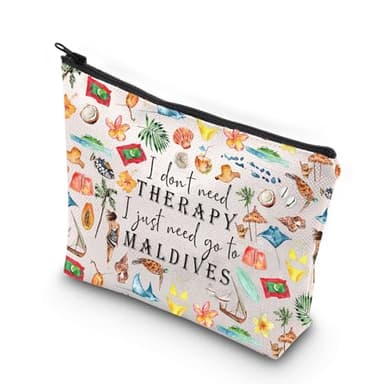 MYSOMY Malediven Geschenk Malediven Reise Make-up Tasche Malediven Souvenir Kosmetiktasche Malediven Flitterwochen Geschenk, Go to Maledives Bag, Modern
