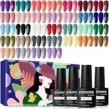 JODSONE 36-teiliges Gel-Nagellack-Set - 32 Farben, Basislack, Glänzend, Matt und Glitzernder Decklack - Nagellack-Set für Frauen - Grün, Blau, Rot, Rosa - Kollektion - Geschenke