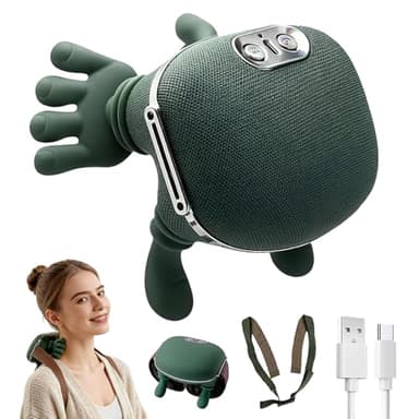 4D NackenmassagegeräT Kabellos, Elektrisches Shiatsu Massagegerät mit Wärme, 3 Massagegrade & 2 Temperaturstufen, Lindert Muskelverspannungen und Ermüdung, für Zuhause, BüRo, Reisen