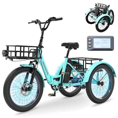 MOONCOOL E Bike Klapprad, 20" E Bike Herren Damen Mit 36V 20AH Akku, 250W Motor Elektrofahrrad, LCD-Display, Höchstgeschwindigkeit 25 KM/H, IP65, 45 NM Electric Bike Mit GroßEn KöRben und Fußstützen