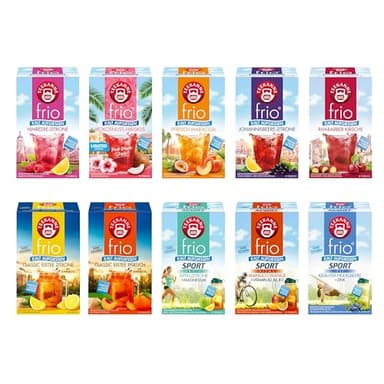 Teekanne frio 10er Pack - mit allen neuen Sorten | Kaltaufguss | Sommertee (10 x 18 Teebeutel)