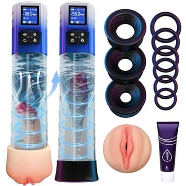 HIVEFUN Penispumpe Vakuumpumpe Masturbieren für Männer, Penis Pumpe Sex Spielzeug für die Männer mit 3 Saugstufen Manueller Modus 3 Trainingsmodi, Penispumpen Masturbator Taschenmuschi Penies Pump