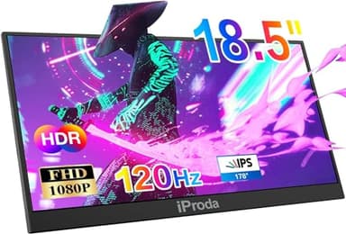 iProda Portable Monitor 18,5 Zoll, 120Hz Tragbarer Monitor für Gaming FHD 1080P Mobiler Monitor mit HDR HDMI USB C Laptop Bildschirm Erweiterung Zweiter Bildschirm für Laptop Switch/Xbox