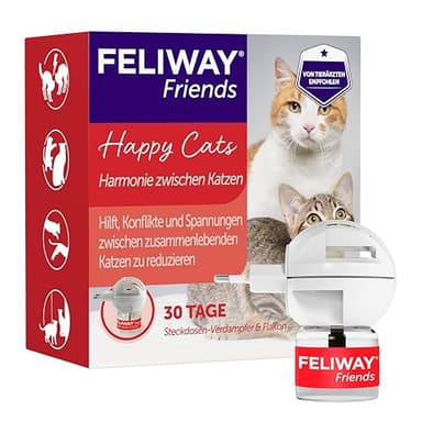 FELIWAY Friends 30 Tage Pheromon Verdampfer Start-Set, 48ml - Hilft Anzeichen von Stress bei Katzen und Kitten zu reduzieren, von Tierärzten empfohlen, klinisch getestet