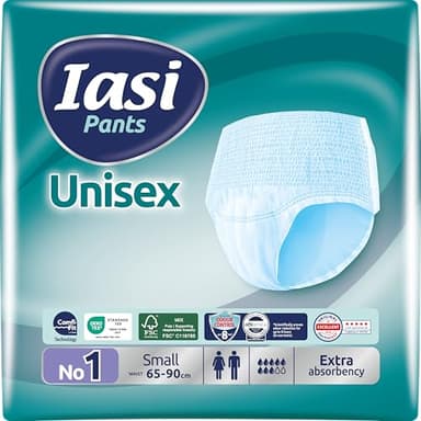 IASI Unisex-Pants mit hohem Schutz, 14 Einweghosen Größe S, Saugfähigkeit EXTRA, 14 Stück