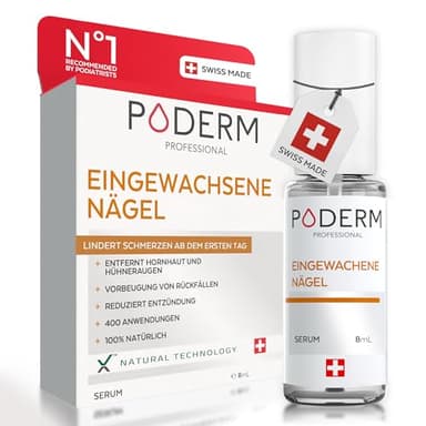 PODERM - EINGEWACHSENE GEKRÜMMTE NÄGEL | Rein pflanzliche Behandlung| Beruhigt, lindert, nährt und revitalisiert | Professionelle Fuß- und Handpflege | Einfach & schnell | Swiss Made