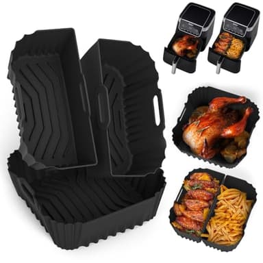 Silikonform Heißluftfritteuse, Airfryer Zubehör 3 Stück Silikon Einsatz Wiederverwendba Silikon Einsatz 22 * 23CM, für Cosori Turboblaze 6L/5,5L/6,2L/6,4L, PHILIPS NA230/00 6,2L, Ninja AF180EU