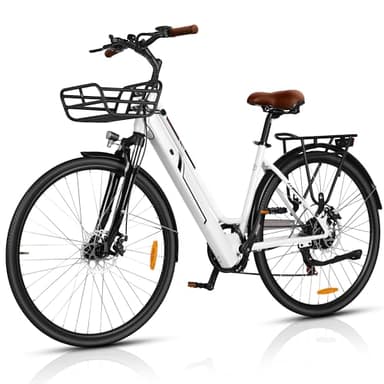 AOIHO E Bike, 28'' EBike Herren E-Bike Damen mit 𝐃𝐫𝐞𝐡𝐦𝐨𝐦𝐞𝐧𝐭𝐬𝐞𝐧𝐬𝐨𝐫, 250W Motor Elektrofahrräder Trekkingrad E Fahrrad mit 6-Gang, 3 Modi, Pedelec Citybike Elektrofahrrad für Erwachsene