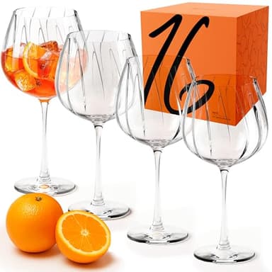 16hundred® Moderne Aperol Spritz Gläser 4er Set | Große Cocktailgläser & Aperitifgläser | Hochwertiges Kristallglas | 640 ml | Spülmaschinenfest | Aperol Gläser Geschenk