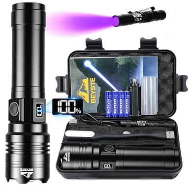 BEYSTE Taschenlampe LED Aufladbar 500,000 Lumen, 1520M Weitschuss-LED Taschenlampe Extrem Hell, Sehr Helle Taktische Taschenlampe Aufladbar USB C, Starke Taschenlampen Wasserdicht For Outdoor NotfäLle