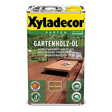 Xyladecor Gartenholz-Öl, Geruchsmildes Pflegeöl zum Schutz, zur Auffrischung und zur Konservierung von unbehandeltem Gartenholz, Natur Dunkel, 2,5 l