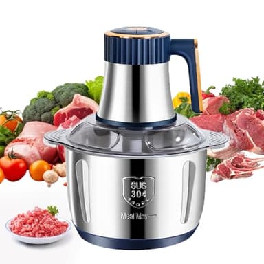 500 W elektrischer Fleischwolf, 5 l, multifunktionaler Gemüseschneider aus Edelstahl, mit 6 Klingen, 5 Geschwindigkeiten, Mixer Zerkleinerer ideal für Fleisch, Gemüse