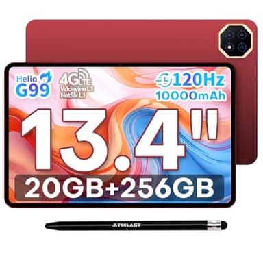 TECLAST T65 PLUS Tablet 13.4 Zoll 120Hz Display Helio G99 2.2GHz Gaming Tablets Android 15, 20GB RAM+256GB ROM(8TB TF) Tablet-PC, 10000mAh/18W, 4G LTE Dual SIM + 5GWiFi, Gemini AI/Widevine L1/13MP/GPS