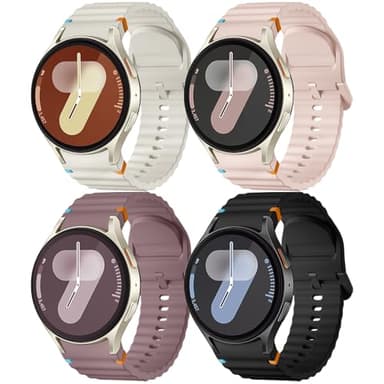 Mastten 4 Stück Silikon Armbänder Kompatibel mit Samsung Galaxy Watch 7 Armband - Weiche Sport Band für Galaxy Watch 6 5 4 Armband 40mm 44mm - No Gap Band für 6 Classic / 4 Classic / 5 Pro/FE