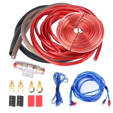 Crumye Car Audio Subwoofer Kabel, 4 Leiter Verstärker 2800W Autoradio Subwoofer Verstärke Lautsprecher Installationskabel Set Sicherungskasten Audio Verstärker Kabel Subwoofer Wiring Kit