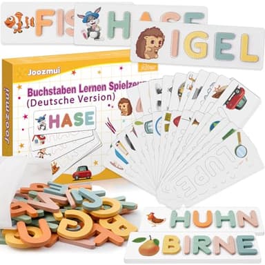 Joozmui Spielzeug ab 3 4 5 6 7 8 Jahre Mädchen, Buchstaben Lernen Lernspiele ab 3-9 Jahre Kinderspielzeug ab 3-11 Jahre Steckpuzzle Holz Montessori Spielzeug ab 3-10 Jahre Junge Einschulung Geschenk