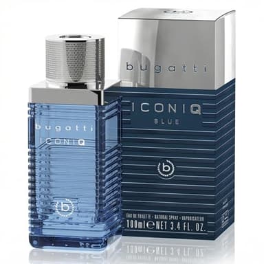 Bugatti Iconiq Blue Herren Parfüm 100ml aromatisch aquatisch Ambrieriert mit maritimen Noten von Zitrone, Salbei, Amber & Moschus, zeitlos erfrischendes Eau de Toilette