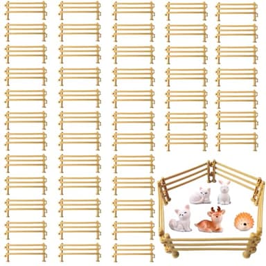 50 Stück Miniatur Zaun Für Kreative Farm Szenen, Schleich Zaun Mit Fünf Tiere., Schleich Zäune Spielzeug Für Kind Ab 3 Jahren, Eltern-Kind Aktivitäten, DIY Mini Zaun Playmobil Zaun Set, 9 X 4 X 0.8 Cm