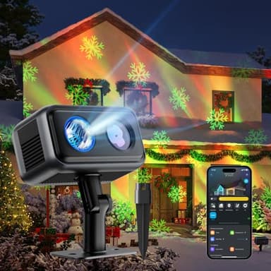 Govee Outdoor-Projektorlicht, RGBW-Dreifarben-Laserlicht mit 50+ Szenenmodi für alle Festivals, Smart IP65 Wasserdicht Aurora Projektor Light, Funktioniert mit Alexa, Matter, Google Assistant