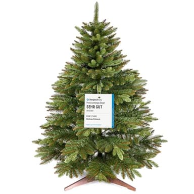 Premium Weihnachtsbaum künstlich 90cm - TESTSIEGER 10 Jahre GARANTIE - Naturgetreu, dichte Zweige, Künstlicher Weihnachtsbaum mit Holzständer, Christmas Tree Tannenbaum künstlich 90 cm Pure Living