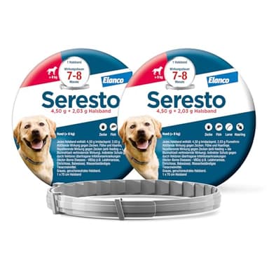 Seresto® Halsband Sparset für große Hunde ab 8 kg: 7 bis 8 Monate wirksamer Schutz gegen Zecken und Flöhe, Länge 70 cm, 2 Halsbänder