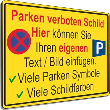 NEU!! SCHILDER HIMMEL Parken verboten Schilder selbst gestalten mit eigenem Text, Bild, Symbolen, Pfeilen in 7 Größen. Material Wetterfestes Alu-Verbund oder Kunststoff für Innen. Einfahrt/Ausfahrt