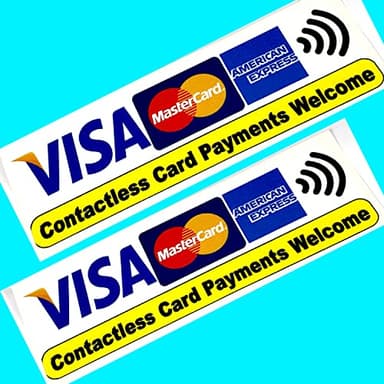 2 x Contactless Card Payments Welcome Visa MasterCard Kreditkartenaufkleber bedruckt Vinyl Shop Taxi