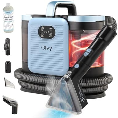 Olvy Teppichreiniger PRO – Nasssauger Polsterreiniger mit Dampf – 100°C Steam Cleaner – Sofa Reiniger Gerät – Polster Sauger Nass – inkl. Reinigungsmittel – 1650W – Matratzenreiniger