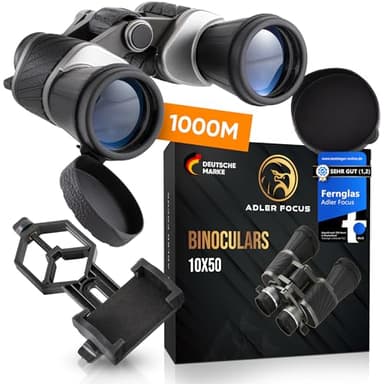 Adler Focus Fernglas 10x50, mehrfacher [TESTSIEGER] für Erwachsene, Eagle-Eye-Technologie, 22mm HD Augenmuschel, BAK4+FMC, Feldstecher, für Brillenträger, Reisen, Jagd, Vogelbeobachtung