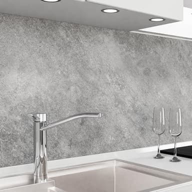 danario Küchenrückwand selbstklebend - Matt - Spritzschutz Küche - versteifte PET Folie - 0,4 mm - Grauer Stein - 60cm x 220cm