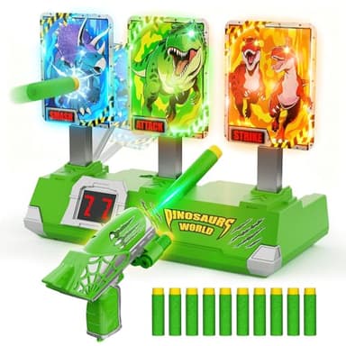 Dinosaurier Spielzeug ab 3-12 Jahre Jungen, Leuchtend Elektrisch Digitale Zielscheibe mit Pistole, Geschenk Junge 4 5 6 9 7 8 9 Jahre Dino Kinderspielzeug Outdoor Garten Spiele Geburtstag Geschenke