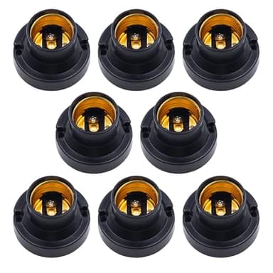 BEELUKY Lampenfassung E27 8 Stück Universal E27 Fassung zum Anschrauben Glühbirnen Fassung Flach Adapter für LED-Lampen Schwarz