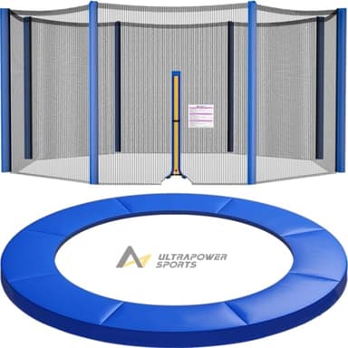 Trampolin Netz Randabdeckung Trampolinzubehör Set Trampolinnetz Randabdeckung für Trampolin Ø 305 cm 6 Stangen UV-beständig Reißfest Trampolinnetz Trampolinschutz Ersatznetz Federabdeckung Umrandung