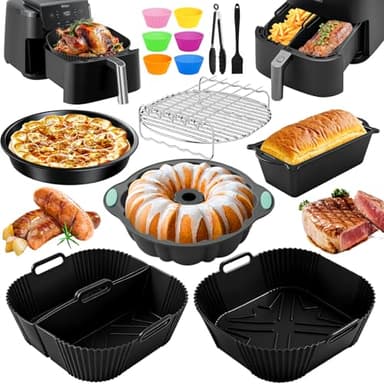 Heißluftfritteuse Zubehör für COSORI Turboblaze 6L Airfryer XXL 5,5L 6,4L, Airfryer Zubehör für Ninja MAX PRO AF180EU, Russell Hobbs XXL 8L, 8,3L und Anderen 4,7-8,3L Fritteuse.