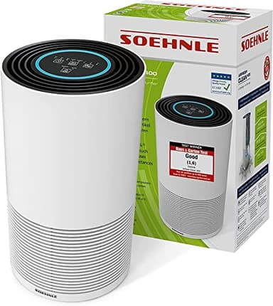 Soehnle Luftreiniger AirFresh Clean 400 mit 4-stufigem Reinigungssystem entfernt bis 99,95% der Bakterien und Viren, Air Purifier mit Hepa- und Aktivkohlefilter, mit UV-C-Licht für Allergiker