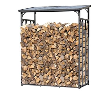 QUICK STAR Metall Kaminholzregal Außen 143 x 70 x 185 cm, Basic - 30 mm Stahlprofil, Anthrazit, Wetterfest, Kapazität 1,8 m³ (2,5 SRM), XL Garten Kaminholzunterstand Stapelhilfe