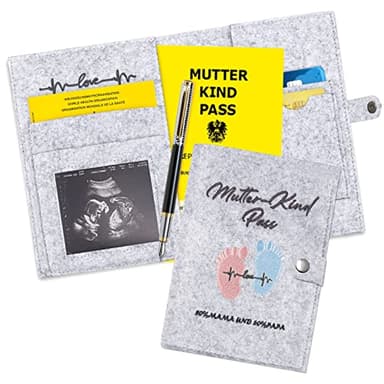 Mutter-kind-pass hülle aus Handgefertigtem Filz,Österreich Mutterpasshülle zur Aufbewahrung von Ultraschallbildern und Impfpass usw,Süßes Geschenk für Schwangerinen und Zukunftige Mütter