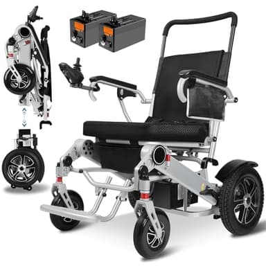 Tripaide 700W Motor - 48KM (Nur 13KG) Leicht Teilbarer Elektrorollstuhl mit 52cm Sitzbreite Rollstuhl Abdeckung Rucksack, All Terrain Faltbar Rollstuhl Elektrisch Tragfähigkeit 150KG