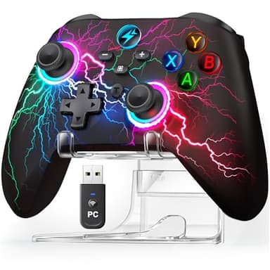 Controller PC, PC Controller Wireless mit RGB Licht, Gaming Controller PC mit 2 Programmierbare Rücktasten, 1000mAh Akku Bluetooth Controller Kompatibel mit Windows PC/Switch/Switch2/Android/IOS
