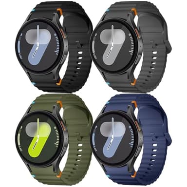 Mastten 4 Stück Silikon Armbänder Kompatibel mit Samsung Galaxy Watch 7 Armband - Weiche Sport Band für Galaxy Watch 6 5 4 Armband 40mm 44mm - No Gap Band für 6 Classic / 4 Classic / 5 Pro/FE