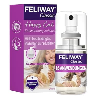 FELIWAY Classic Transport Spray für Katzen 20 ml| Stressfreie Reise & Transport | Mehr Entspannung beim Autofahren I Gegen Kratz- & Harnmarkieren | 16 Anwendungen I von Tierärzten empfohlen